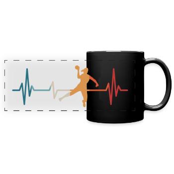 Handball Player Heartbeat Handball Training - Full Colour Panoramic Mug - black - Front