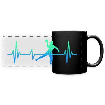 Handball Player Heartbeat Handball Training - Full Colour Panoramic Mug - black - Front