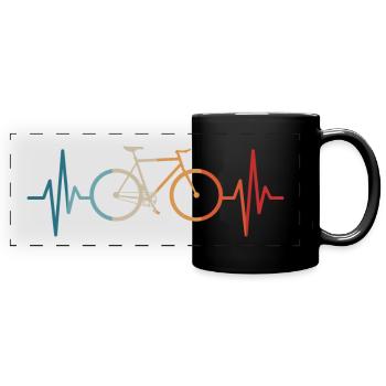 Fahrrad Herzschlag Radfahrer Rennrad - Panorama-Tasse farbig - Schwarz - Vorne