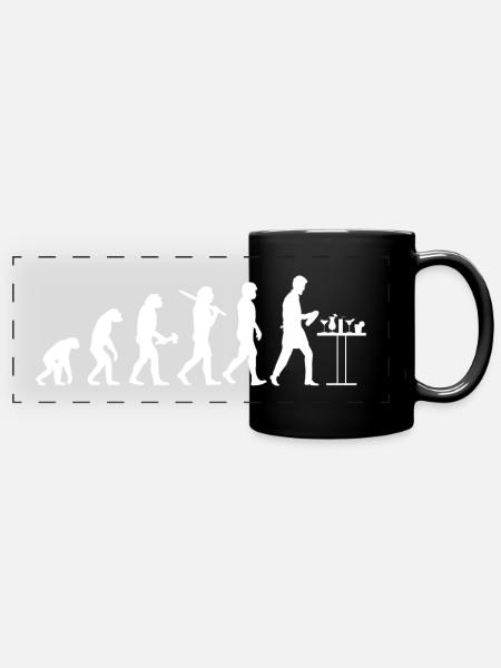 Barkeeper Barmann Bartender Evolution Geschenk - Panorama-Tasse farbig - Schwarz