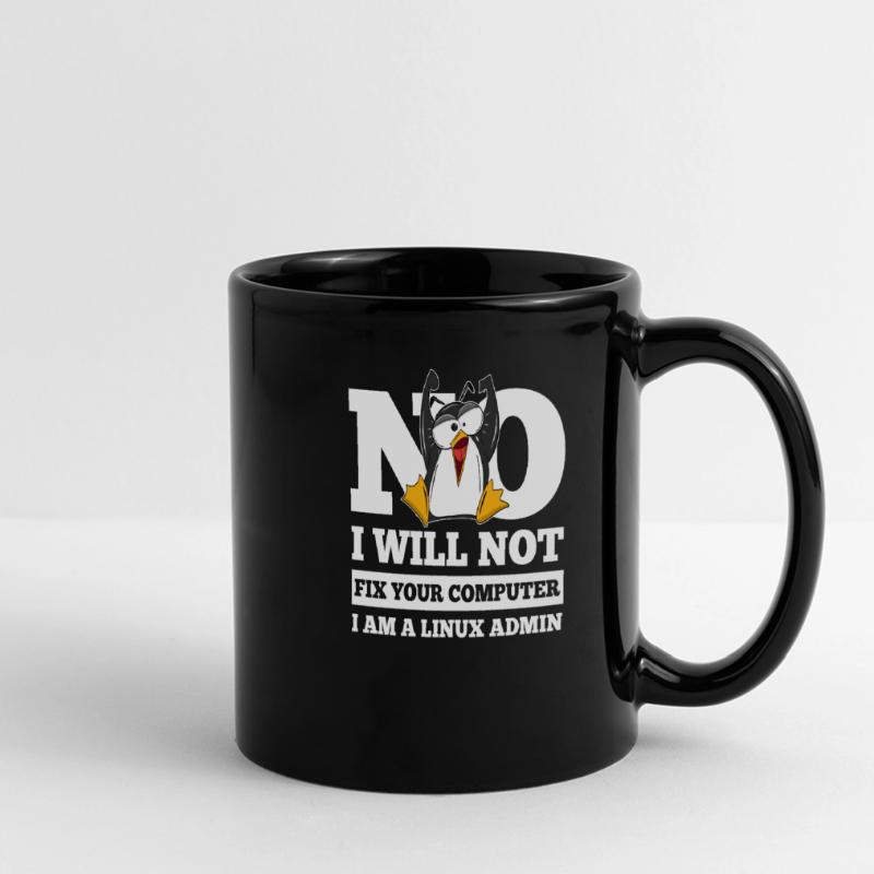 Linux SysAdmin Hacker Coder Penguin Computer Fix Full Colour Panoramic Mug