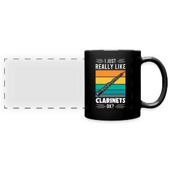 Clarinette Clarinette Clarinette Cadeau joueur - Mug panoramique uni - noir - Devant