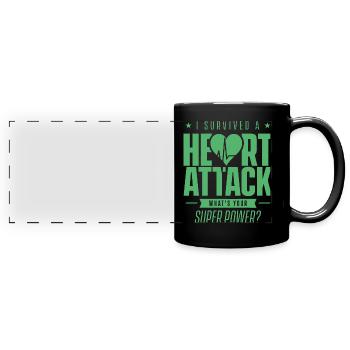 I survived a heart attack - Full Colour Panoramic Mug - black - Front