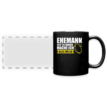 20. Hochzeitstag Ehemann Porzellanhochzeit - Panorama-Tasse farbig - Schwarz - Vorne