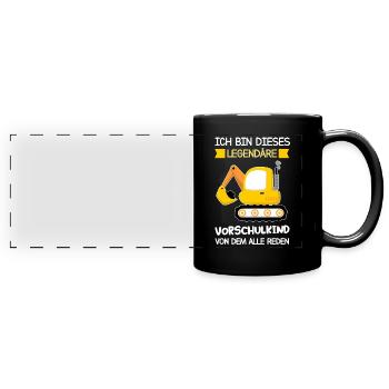 Vorschule Bagger Vorschüler Geschenk - Panorama-Tasse farbig - Schwarz - Vorne