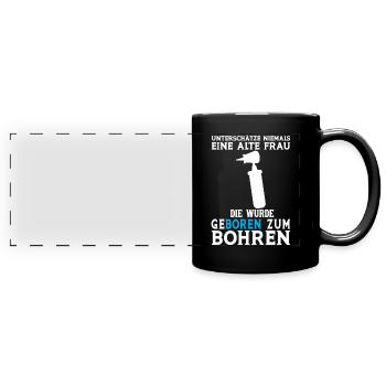 Zahn Zahnarzt Bohren Zahn Geschenk - Panorama-Tasse farbig - Schwarz - Vorne