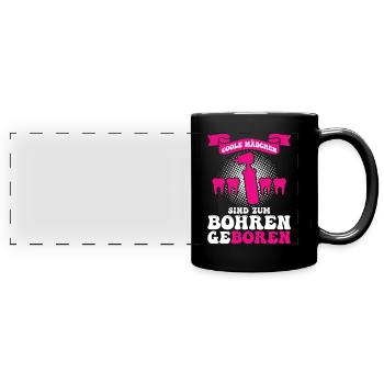Zahn Zahnarzt Bohren Zahn Geschenk - Panorama-Tasse farbig - Schwarz - Vorne
