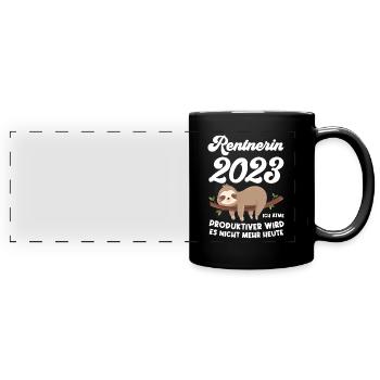 Rentnerin 2023 Faultier Rentnerin Geschenk - Panorama-Tasse farbig - Schwarz - Vorne