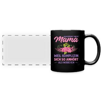 Mutter Mama Tochter Geschenk - Panorama-Tasse farbig - Schwarz - Vorne