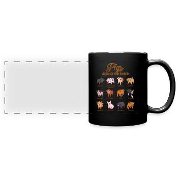 Lots of kawaii pigs - Full Colour Panoramic Mug - black - Front