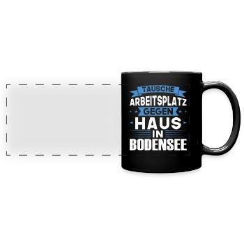 Bodensee Schwäbisch Süddeutschland Geschenk - Panorama-Tasse farbig - Schwarz - Vorne