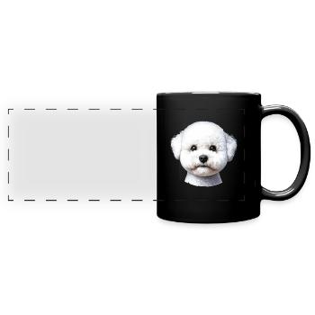 Hundegesicht - Bichon Frisé - Panorama-Tasse farbig - Schwarz - Vorne