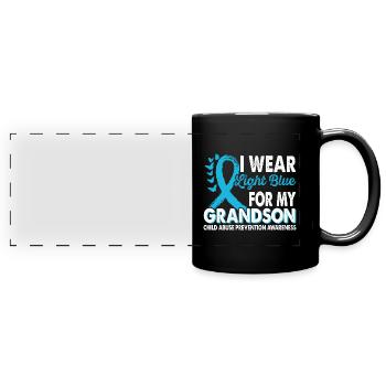 Portez du bleu clair pour le mois des petits-enfants du - Mug panoramique uni - noir - Devant