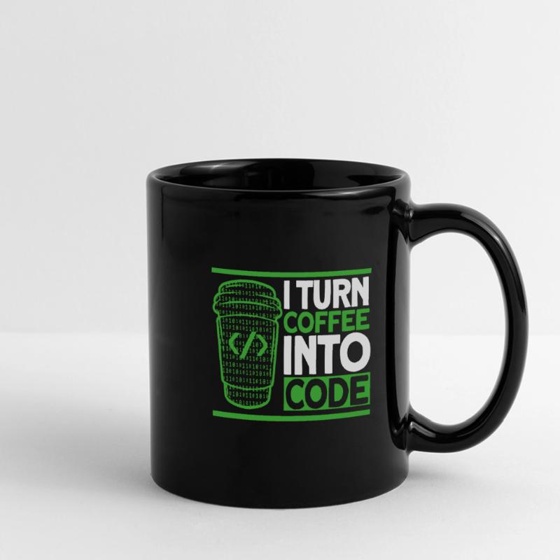 I Turn Coffee Into Code Software Developer Full Colour Panoramic Mug