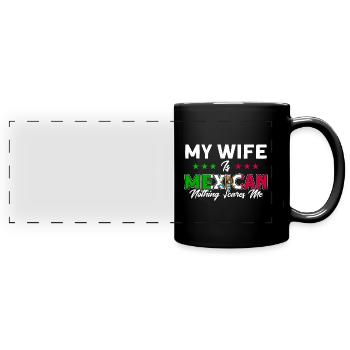 Mexican Flag Mexican Roots Gift - Full Colour Panoramic Mug - black - Front