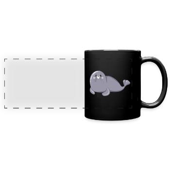 Seehund - Panorama-Tasse farbig - Schwarz - Vorne