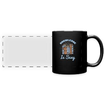 Wissen ist sexy Bücherbuch Buch Smart Genius Nerd - Panorama-Tasse farbig - Schwarz - Vorne