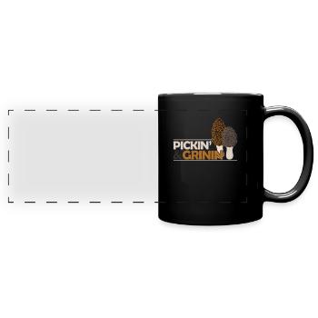Ramasseur de champignons Pickin 'And Grinin - Mug panoramique uni - noir - Devant