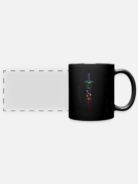 Tabletop Würfel Schwert - Panorama-Tasse farbig - Schwarz