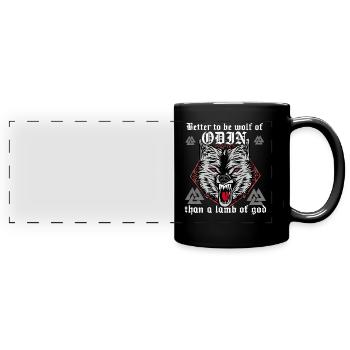 Viking Odin T-Shirt Lutte De Loups Fort Honneur Barbare - Mug panoramique uni - noir - Devant