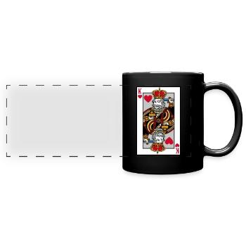 T-shirt Coeur Roi du Blackjack, Argent de Poker - Mug panoramique uni - noir - Devant
