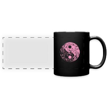 Cadeau de taoïsme d'harmonie de fleurs roses de Yin Yang - Mug panoramique uni - noir - Devant