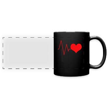 Herz Heartbeat Heart Beat Red Beau cadeau de coeur - Mug panoramique uni - noir - Devant