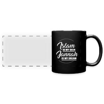Islam Is My Deen Muslim Allah Mosque Quran Gift - Full Colour Panoramic Mug - black - Front