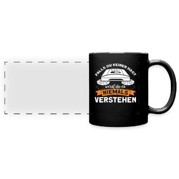 Putzkraft Hausfrau Saugroboter Geschenk - Panorama-Tasse farbig - Schwarz - Vorne