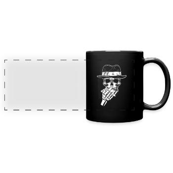 Skull Harmonica Blues Instrument de musique Cadeau sonore - Mug panoramique uni - noir - Devant