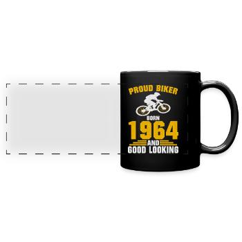 Gutaussehender Mountainbiker 1964 Geburtstag - Panorama-Tasse farbig - Schwarz - Vorne