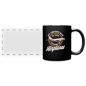 Flugzeug Pilot Flugzeuge Flugzeug Landung Geschenk - Panorama-Tasse farbig - Schwarz - Vorne