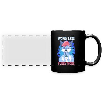 Worry less Furry more I Fursona Cosplay Fandom - Panorama-Tasse farbig - Schwarz - Vorne