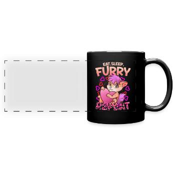 Eat Sleep Furry Repeat I Furries Fandom Cosplay - Panorama-Tasse farbig - Schwarz - Vorne