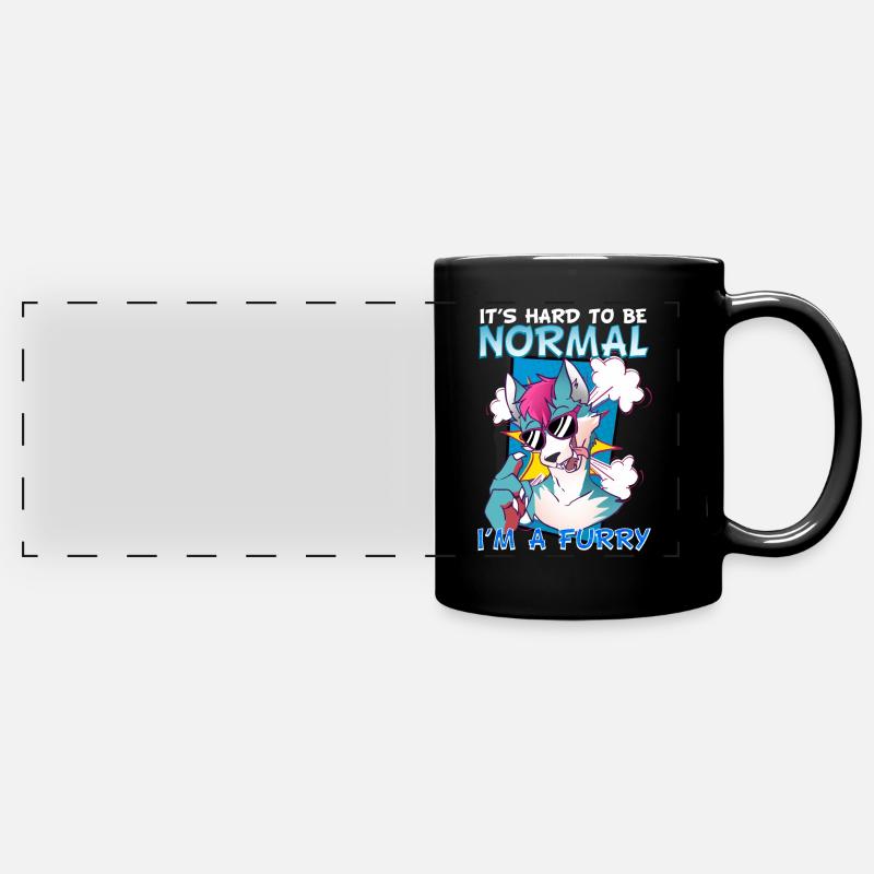 It's hard to be normal I'm a Furry I Cosplay - Full Colour Panoramic Mug - black