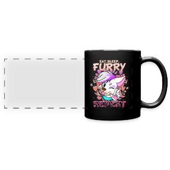 Eat Sleep Furry Repeat I Furries Fandom Cosplay - Panorama-Tasse farbig - Schwarz - Vorne