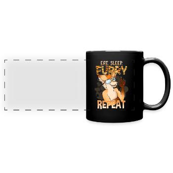 Eat Sleep Furry Repeat I Furries Fandom Cosplay - Full Colour Panoramic Mug - black - Front