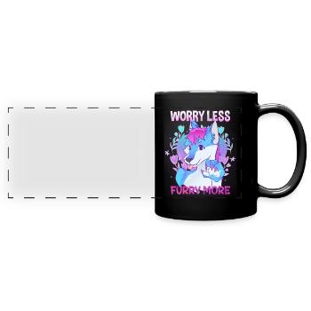 Worry less Furry more I Fursona Cosplay Fandom - Panorama-Tasse farbig - Schwarz - Vorne