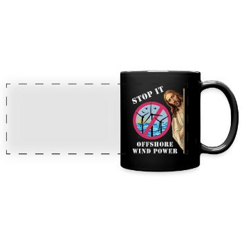 Offshore Wind Power Stop it - Full Colour Panoramic Mug - black - Front