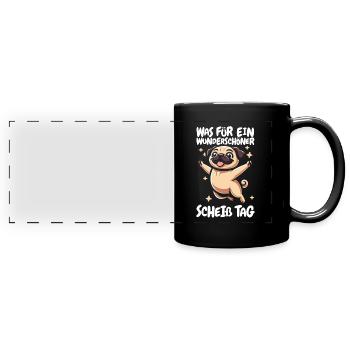 Pug Dog Funny Please Keep Your Mouth Shut - Full Colour Panoramic Mug - black - Front