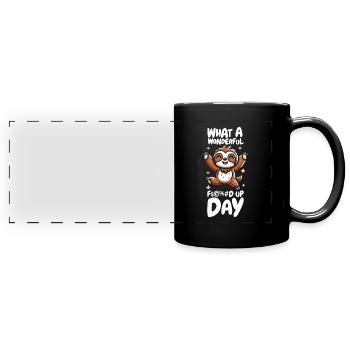 Faultier Fucked Up Day - Panorama-Tasse farbig - Schwarz - Vorne