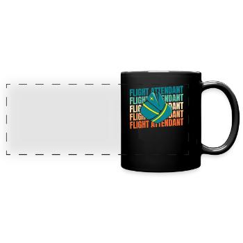 Flugbegleiter Stewardess - Panorama-Tasse farbig - Schwarz - Vorne