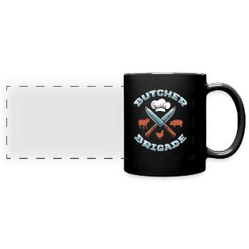 Fleischer Metzger Schlachter Team - Panorama-Tasse farbig - Schwarz - Vorne