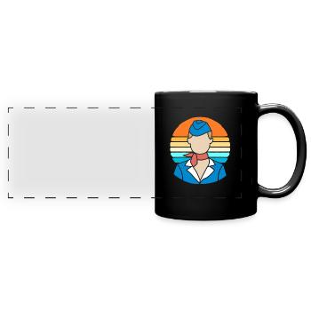 Stewardess Flugbegleiter - Panorama-Tasse farbig - Schwarz - Vorne