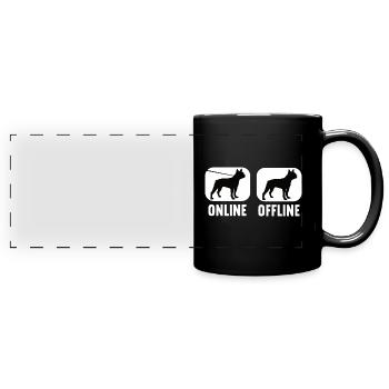 Online Offline Boston Terrier Hund Hunde Besitzer - Panorama-Tasse farbig - Schwarz - Vorne