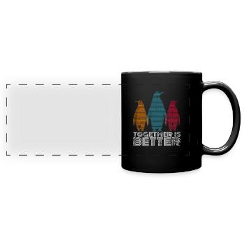 Pinguin Bande - Panorama-Tasse farbig - Schwarz - Vorne
