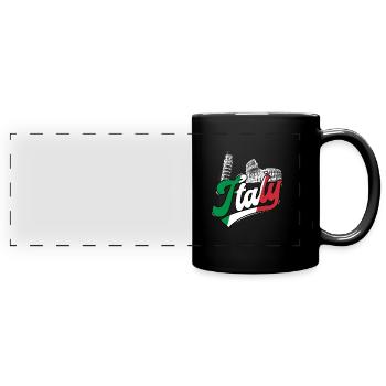 Italy Colosseum Leaning Tower of Pisa - Full Colour Panoramic Mug - black - Front