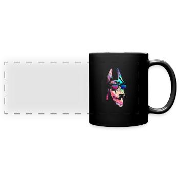 Doberman - Mug panoramique uni - noir - Devant
