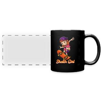 Skaterin Mädchen Skateboard Skateboarderin - Panorama-Tasse farbig - Schwarz - Vorne