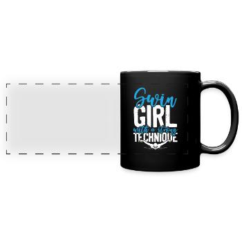Fille de natation - Mug panoramique uni - noir - Devant